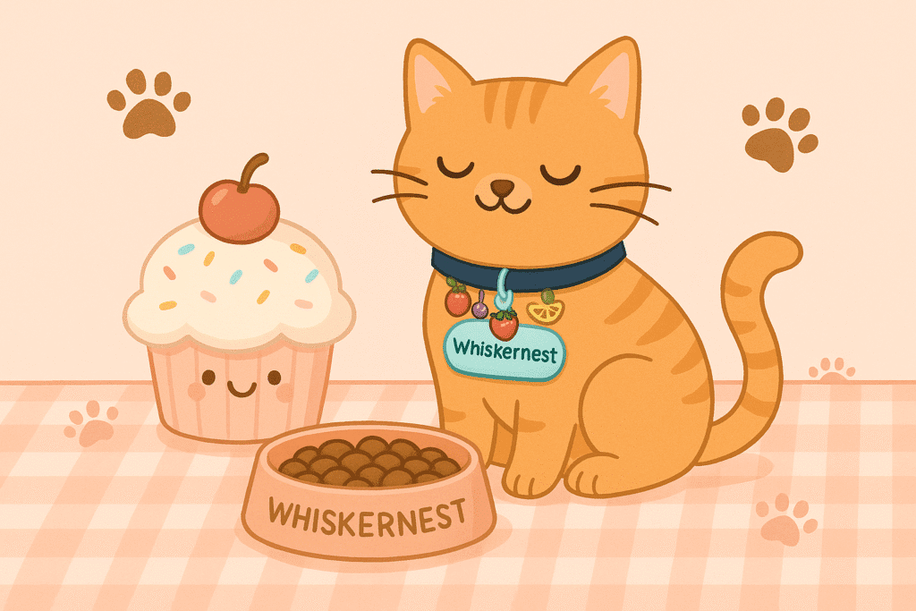 Playful cat posing for our list of food-inspired cat names inspired by sweets and snacks.